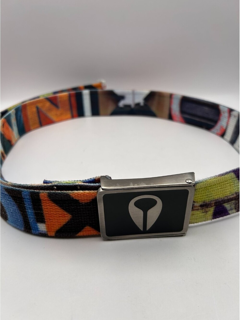 Nixon Mens Web Belt Multicolor Graphic Print Canvas Skate Bottle Opener Buckle